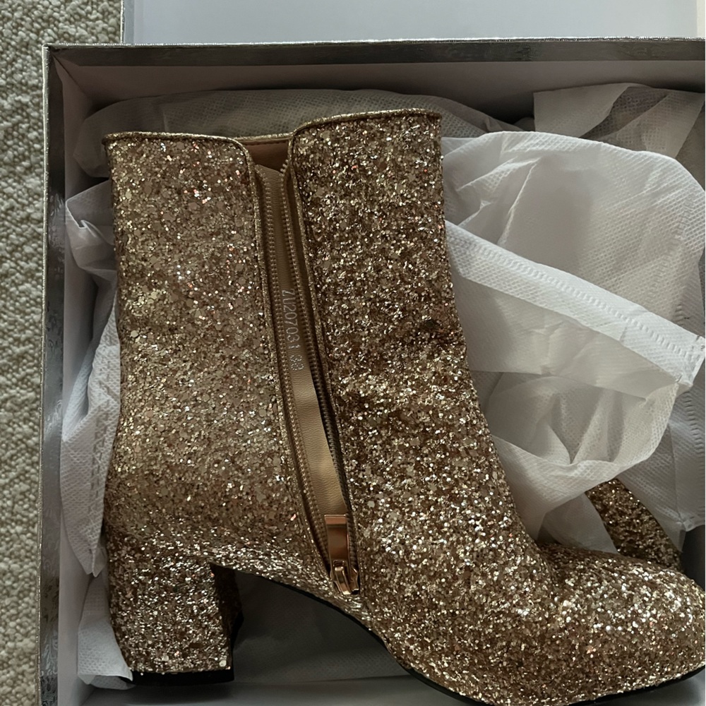 Gold glitter booties SIZE 8 worn to Taylor Swift Eras tour